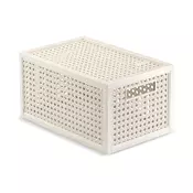 Kremno bela škatla za shranjevanje s pokrovom iz reciklirane plastike 19x30x15 cm Kaya – Curver