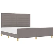 Vidaxl Konstrukcija postelje z vzglavjem Taupe 180 x 200 cm blago