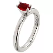 Amore baci srebrni prsten sa jednim crvenim swarovski kristalom 57 mm ( rg306.16 )