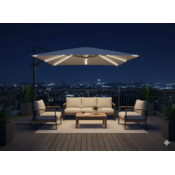 Garden Line VRTAČNI SONČNIK 3 x 3 M SIV ROMA Z ETUJI IN LED *1558