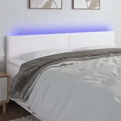 Vidaxl vidaXL Vzglavje postelje z LED diodo belo 160x5x78/88 cm umetno usnje