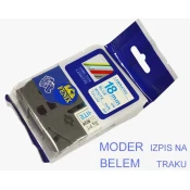Fenix TZ-243 BEL trak - MODER izpis ( TZe243), 18mm trak, dolžine 8m, laminated - obstojen v ekstremnih pogojih