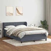 vidaXL Box spring posteljni z vzmetnico temno siv 160x210 cm žamet