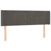 Vidaxl Vzglavje z ušesi temno sivo 147x16x78/88 cm žamet