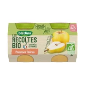 Blédina ORGANIC Harvest From 4/6 months - Small Fruit Jars - Apples Pears 2x130g