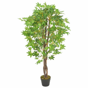Vidaxl Umetna rastlina javorjevo drevo z loncem zelena 120 cm