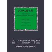 ARCHES akvarelni blok hladno stiskan naravno bela 300 g/m2 - 12 listov (velikosti A5 – A3) - A3