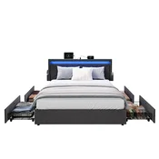 Songmics Posteljni okvir 160x200 cm temno siva kovina