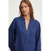 Lanena bluza Polo Ralph Lauren mornarsko modra barva, 211935132