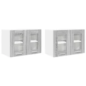 Vidaxl Viseča omarica z vrati 2 szt. Siva Sonoma 60 x 31 x 40 cm