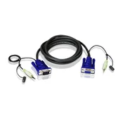 ATEN KVM priključni kabel [1x VGA-vtič, klinken-vtič 3.5 mm - 1x VGA-vtičnica, klinken-vtič 3.5 mm] 1.80 m črn ATEN