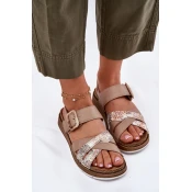Ladies Sandals With Buckle Beige Inblu