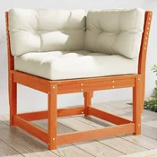 Greatstore Vrtni kotni kavč z blazinami rjav 73x73x78 cm trdna borovina