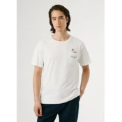 Pepe Jeans za moške. PM5010095 Thansen majica bela (S), Priložnostno, Bombaž, Kratek rokav