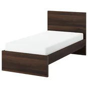 STORKLINTA Posteljni okvir, temno rjava imitacija hrasta/Lönset, 90x200 cm