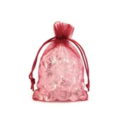 Darilna vrečka 10x15 cm iz organze - rdeča božična (10 kosov)
