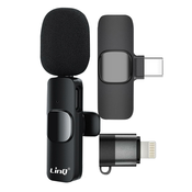 LINQ Brezžicni lavalier mikrofon z adapterjem Lightning USB C, LinQ - crn, (20918254)