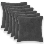 Vidaxl Prevleka za blazino 6 kos HEERLEN Temno siva 70 x 70 cm Bouclé