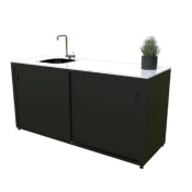 Element s koritom za modularno letno kuhinjo (180x63x92 cm, nerjaveče jeklo, antracit)