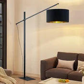 Arcchio obokana talna svetilka Mossa, 200 cm, črno-zlata, tekstil - Dnevna soba/jedilnica - Sodobni - črna, zlata - Kovina