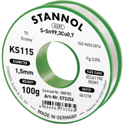 Stannol Stannol KS115 spajkalna žica\, neosvinčena tuljava Sn99\,3Cu0\,7 100 g 1.5 mm Neosvinčena žica za spajkanje Stannol KS115 SN99Cu1 100 g 1.5 mm, (20428527)