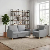 vidaXL Sofa set z shrambo 2 pcs Svetlo siva Poliester
