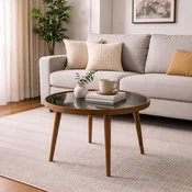 Hanah Home Polen klub sto 80 × 80 × 48 cm, orah/crni mermer