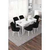 Hanah Home Set Trpezarijski sto i 6 stolica Nef, Crno-beli
