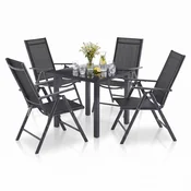 Homestar Vrtni komplet pohištva Milano miza 150x90x75 cm 4 stoli temno siva