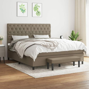 Greatstore Box spring postelja z vzmetnico taupe 160x200 cm blago