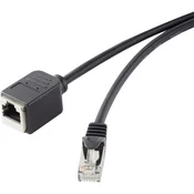 renkforce RJ45 omrežni podaljševalni kabel CAT 5e F/UTP 0.50 m črne barve z zaščito zapaha, s pozlačenimi vtičnimi kontakti renkforce