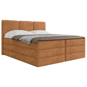 MID.YOU POSTELJA BOXSPRING 180 cm  x 200 cm , les, tekstil, leseni material opečnato rjava