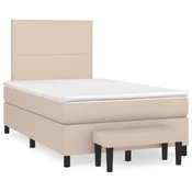 Vidaxl Box spring postelja z vzmetnico kapučino 120x190cm umetno usnje