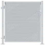 Vidaxl Vrtna vrata s ključavnico srebrna 85 x 97 cm Nerjaveče jeklo