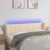 Vidaxl vidaXL Vzglavje postelje z LED diodami kremne barve 147x16x78/88 cm blago
