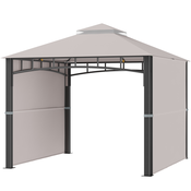 Outsunny Outsunny Vrtni gazebo 3x3m s stransko senčnico, zunanji gazebo z dvema stopnjama, visok 288 cm, kaki, (20744465)