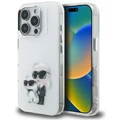 Karl Lagerfeld Ovitek IML Aquarelle Karl & Choupette & Logo za iPhone 16 Pro Max, bel