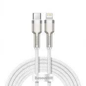 BASEUS Kabel za iPhone USB-C – Lightning serije Metal Data 20 W PD, 2 m – bel