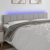 Vidaxl vidaXL Vzglavje postelje z LED svetlo sivo 200x5x78/88 cm blago