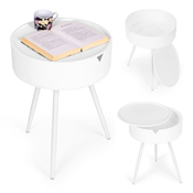 ModernHome Okrugli stočić sa uklonivim poklopcem, Beli