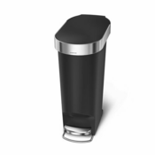 Pedal trash can, 40 L, plastic, Slim, Black - simplehuman