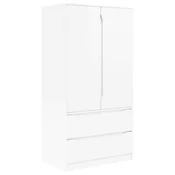 Vidaxl Garderobna omara s predalom Visok Sijaj Bel 79,5 x 49 x 156 cm