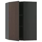 METOD Ugaoni zidni element s policama, Crnosiva/Sinarp smeda, 68x100 cm