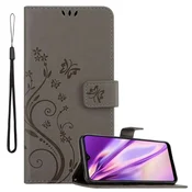 Cadorabo CADORABO Samsung Galaxy M20 v klasična črna - ovitek v cvetličnem dizajnu z magnetnim zapiranjem, stoječo funkcijo in režami za kartice, (20564036)