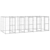 Vidaxl Zunanji pasji boks pocinkano jeklo 12,1 m2
