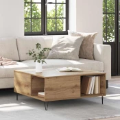 vidaXL Klubska miza artisan hrast 80 x 80 x 36.5 cm Konstruiran les
