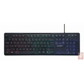 Gembird KB-UML3-02, rainbow backlight multimedia keyboard, US, USB, black