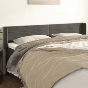 Vidaxl Vzglavje z ušesi temno sivo 183x16x78/88 cm žamet