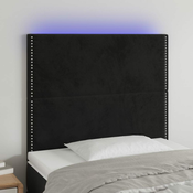shumee LED posteljno vzglavje črno 80x5x118/128 cm žamet