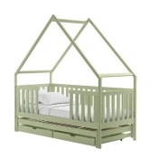 Drveni djecji krevet Magic s dodatnim krevetom i ladicom - olive - 200x90 - Bez madraca